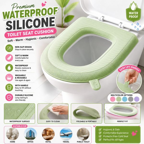 2 Pcs Premium Waterproof Silicone Toilet Seat Cushion –