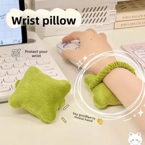 2 Pcs Ergonomic Wearable Wrist Rest Cushion – Soft PP Cotton Mouse & Keyboard Wrist Support Pad with Elastic Band for Office, Computer, Laptop, Gaming, Typing & Daily Use (2Pcs)