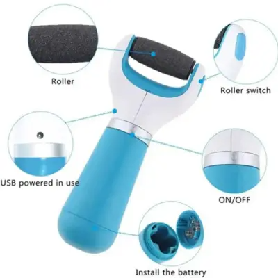 Rechargeable Pedicure Machine – Foot & Heel Care Device with 2 Roller Heads for Smooth, Soft Feet