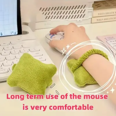 2 Pcs Ergonomic Wearable Wrist Rest Cushion – Soft PP Cotton Mouse & Keyboard Wrist Support Pad with Elastic Band for Office, Computer, Laptop, Gaming, Typing & Daily Use (2Pcs)